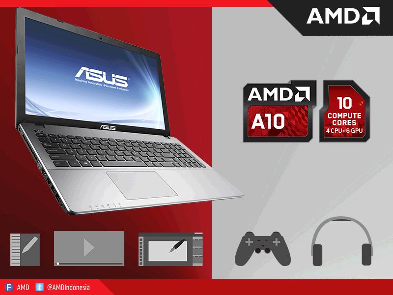 AMDIndonesia's tweet photo. #RT Pingin edit foto smp gaming mulus? Asus X550ZE APU A10 dong! Bs dpt game GRATIS jg ;) https://t.co/wHShNCTrYN https://t.co/ZY0HEa3uxI
