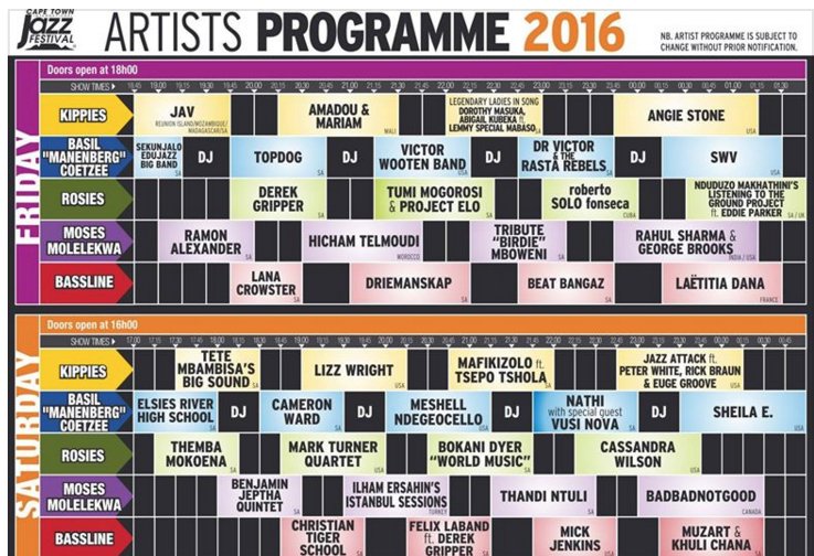 UrielNathanZA's tweet photo. IS THIS THE BEST LINE UP OR WHAT?! Who are you excited to see @ this year's @ctjazzfest #CTIJF2016 #CTIJFSquadGoals https://t.co/g0v5OXHI3F
