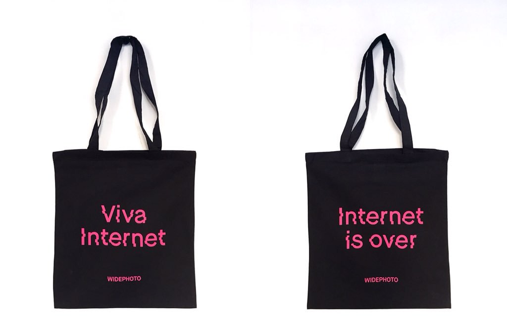 "VIVA INTERNET IS OVER" New Widephoto tote bags! Available in black/grey/cream at widephoto.tictail.com