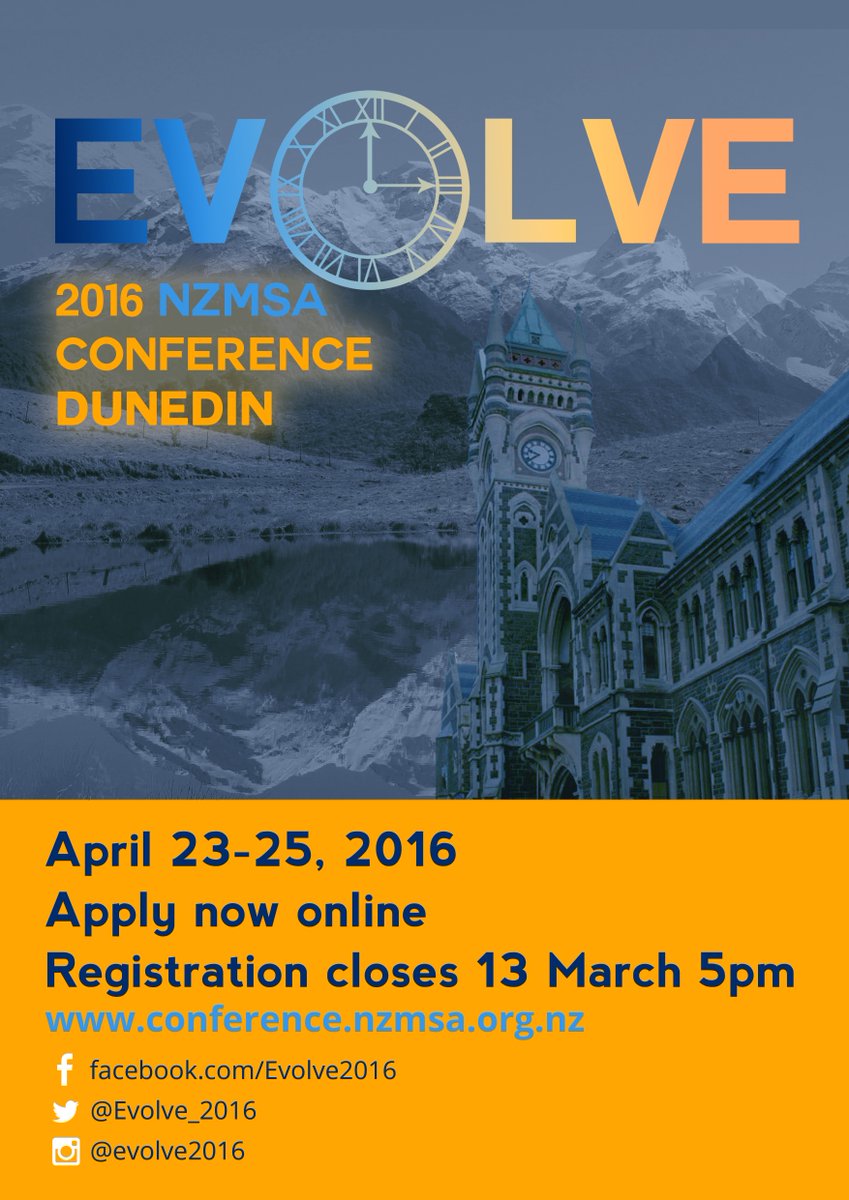 evolve_2016's tweet photo. The time has come for registrations to EVOLVE this year
Apply online @ https://t.co/TUjdlXf2qE
@NZMSA https://t.co/QRmx69CaGX