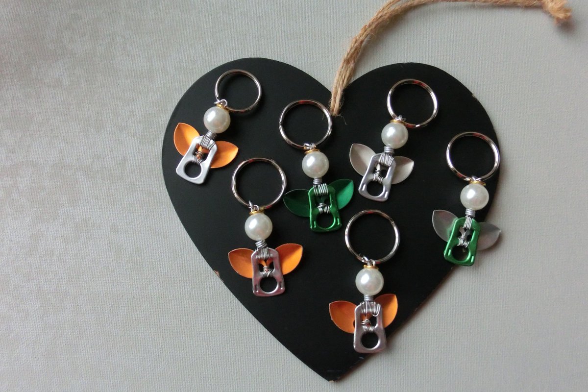 Kleine #engel #sleutelhanger #recycle #bliklipjes #poptabs