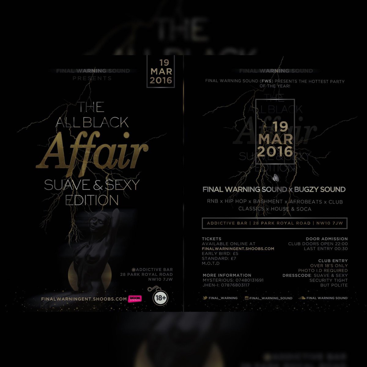 djJHENI_backup's tweet photo. MARCH 19 'ALL BLACK AFFAIR' AT CLUB ADDICTIVE ๐๐๐MAKE SURE YOU GET THERE ๐๐๐๐โฝโฝโฝ #REPOST #London #bashment #TEAMFWS https://t.co/m7N2SM4rQw