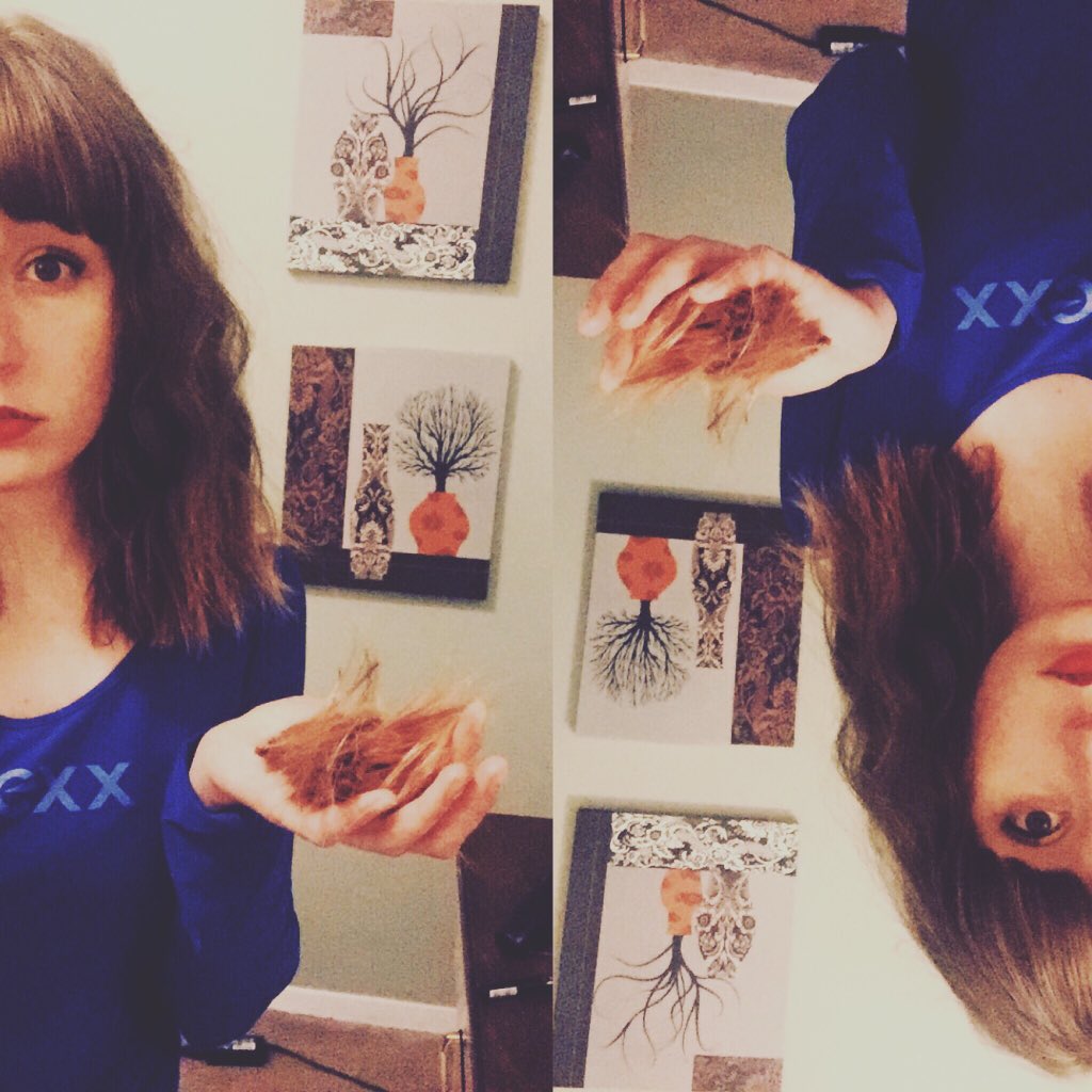 emleeskaidra's tweet photo. Chopped all my hair off. ✂️ #fourinches https://t.co/C29YiSEM5W