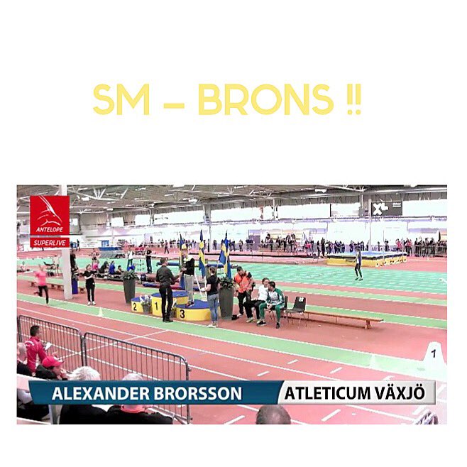 Ännu en medalj till vår lilla men starka trupp: <a href="/AlexBrorsson/">Alexander Brorsson</a> tog brons på 60m häck 💪🏼🌹 #Svenskfriidrott