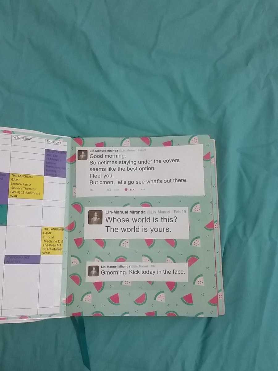 _ashtonturner's tweet photo. @Lin_Manuel the inside cover of my diary &amp; source of daily #linspiration https://t.co/dD7mGQoCld