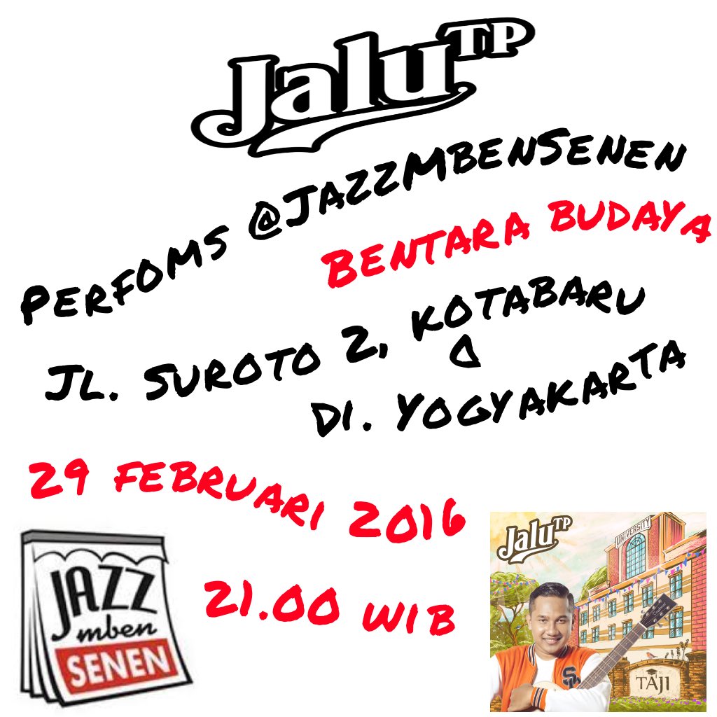 budaksenjazz's tweet photo. Janga lupa besok merapat kawan di @jazzmbensenen jam 21.00 WIB. Sampai jumpa besok kawan https://t.co/O11P75VXWn