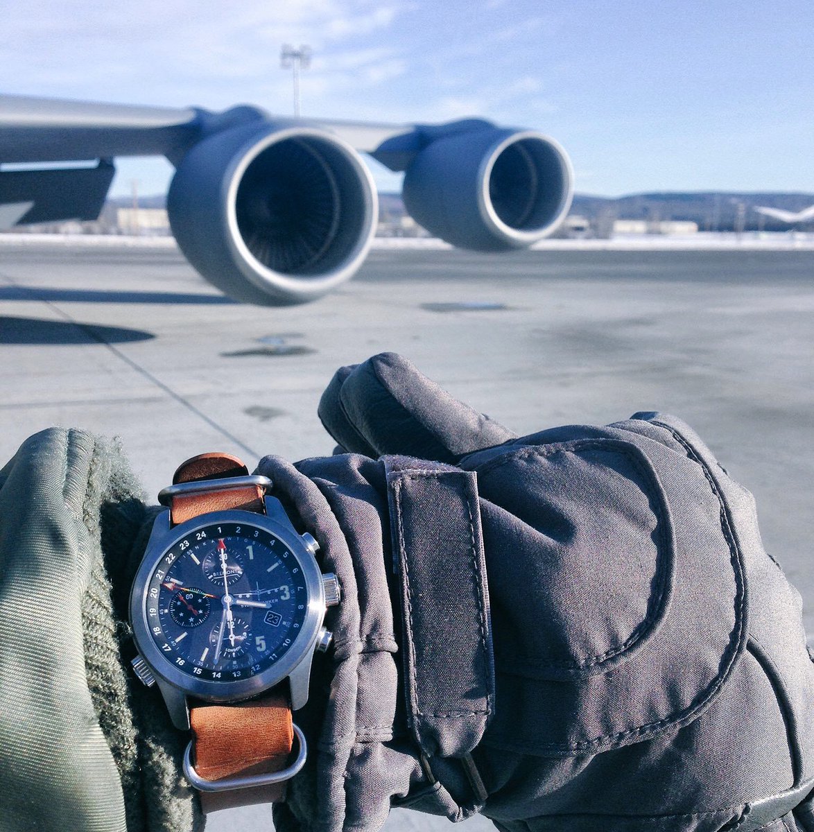 BremontMilitary's tweet photo. Love this shot of the @Bremont KC-135 mil edition in Alaska w R-model engines. A few remain for qualified buyers. https://t.co/lbN4QEgjQt