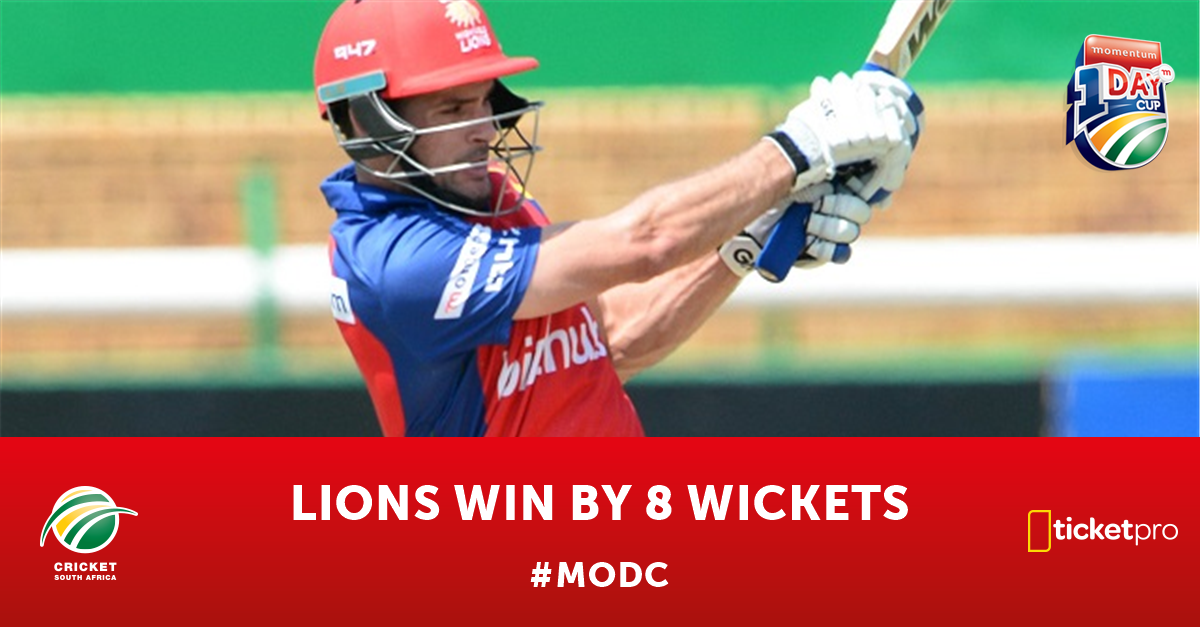 ProteasMenCSA's tweet photo. All over! @HighveldLions are 2015/16 @Momentum_za One-Day Cup champs after beating @CobrasCricket by 8 wickets #MODC https://t.co/UBCyE66ws8