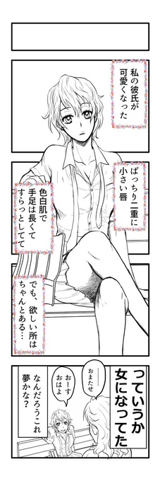 何も表に出せる物が無いのですが、せっかく呟くので何かないかな～と探してみたら描きかけ放置4コマが出てきた。最初はこっちをカラーで仕上げてコミコさんに持っていこうとしていたのでした。TS物ですな。男の子っぽい女の子キャラが好きです。 