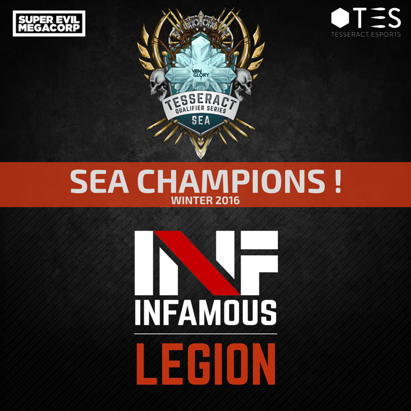TESeSports's tweet photo. Congrats @infamous_vg LEGION   Champions of Tesseract Qualifier Series, Winter Season 2016 -Southeast Asia https://t.co/pH3Lu3Po7d