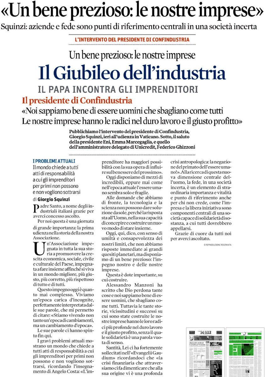 RobertoVjlla's tweet photo. Giorgio Squinzi. Oltre il profitto, il valore umano delle nostre imprese. @confindustria #GiubileoIndustria https://t.co/2RT2SJFV9m