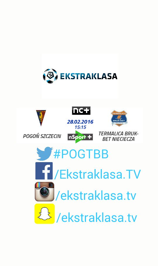 EkstraklasaTV_'s tweet photo. #POGTBB Zaczynamy o 15:30 w @nSport_plus. @PogonSzczecin - @Termalica_BB https://t.co/zTmPP6LJPO