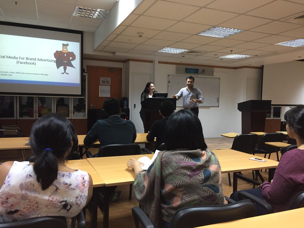 EMDIUAE's tweet photo. #EMDIUAE #MD @NowshirE introducing#SocialMedia trainer @miriamfarshoukh to the#Advertising Batch this evening https://t.co/JSEw88F3qk