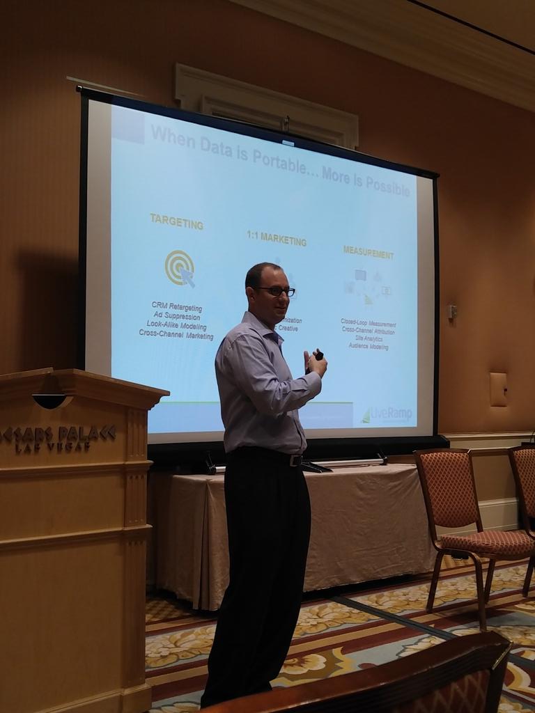 Kozinets's tweet photo. Why did Facebook acquire Whatsapp? To build a giant cross-platform data matching system. @LiveRamp at #WinterAMA16 https://t.co/E3Wsy7jyF6