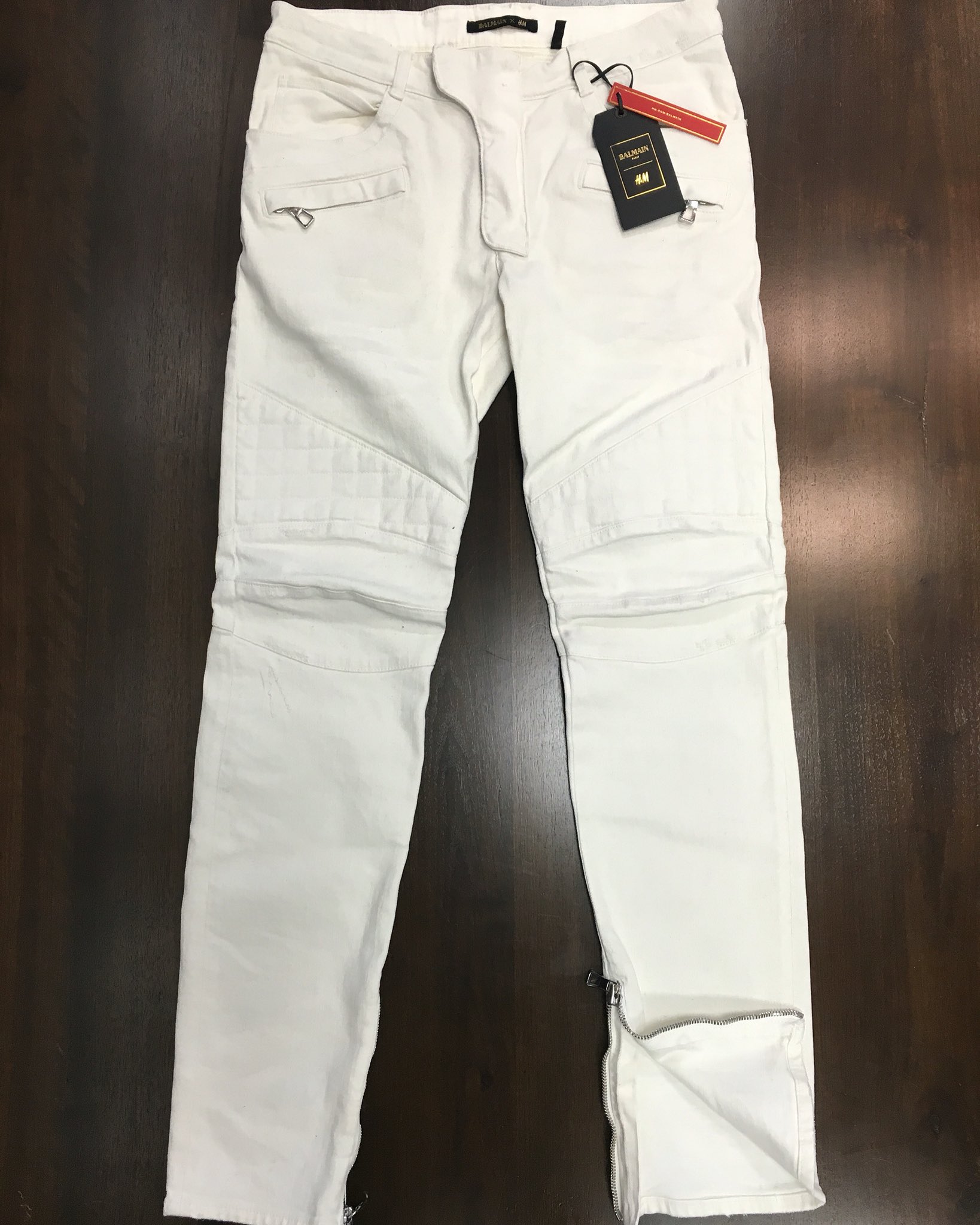 X Common Ground Brand New Balmain X H M Coated Biker Jeans Size 33 200 Eligible for the Yeezy raffle CommonGroundPhilly https t DHyiFzrD8k X