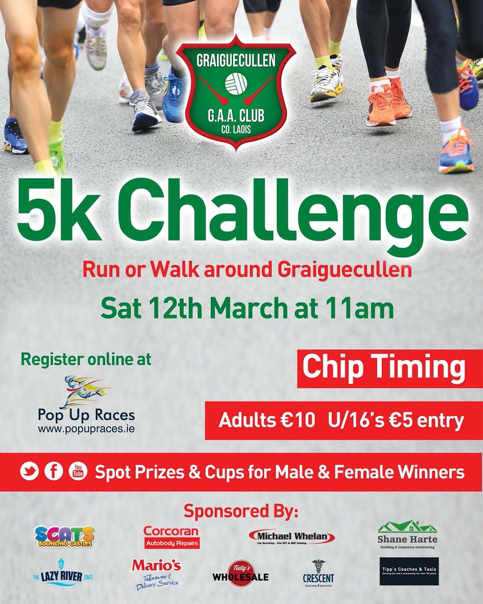 Have you registered yet? Pls RT <a href="/CLGLaois/">Laois GAA</a> <a href="/StPats1975/">St Pats Boys AFC</a> <a href="/Stjosephsgaa/">St.Joseph's GAA</a> <a href="/BarrowhouseGAA/">Barrowhouse GAA</a> <a href="/gaacrettyard/">Crettyard CLG</a> <a href="/Express_Sport/">LeinsterExpressSport /Laois Live Sport</a>