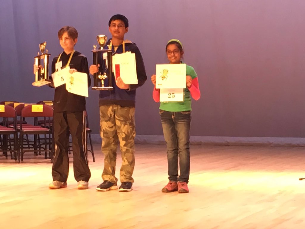 Wow!  So proud of Arushi!  3rd place at our county Spelling Bee!  Awesome! Awesome!