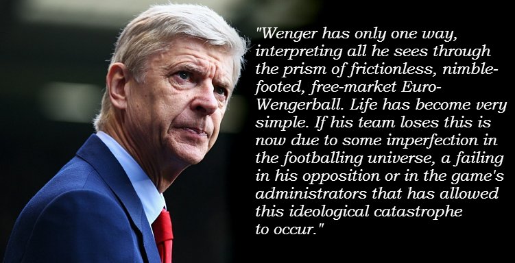 RonayQuotes's tweet photo. "If his team loses this is now due to some imperfection in the footballing universe" - Ronay on Wenger #AFC #MUFC https://t.co/BXZKvyYIAg