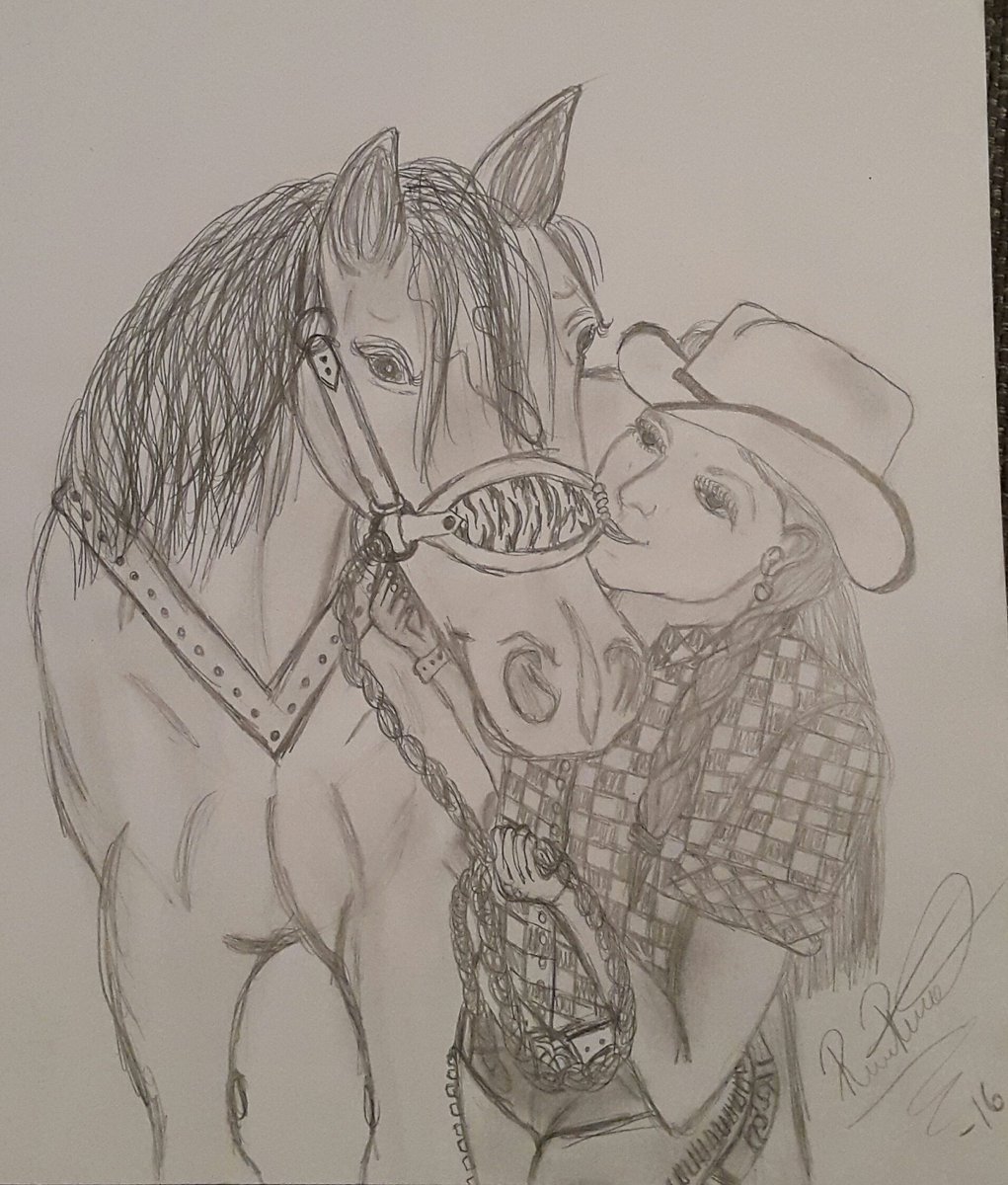 resmark88's tweet image. En cowgirl &amp;amp; hennes häst ❤ 

#rita #teckning #drawing #cowgirl #western