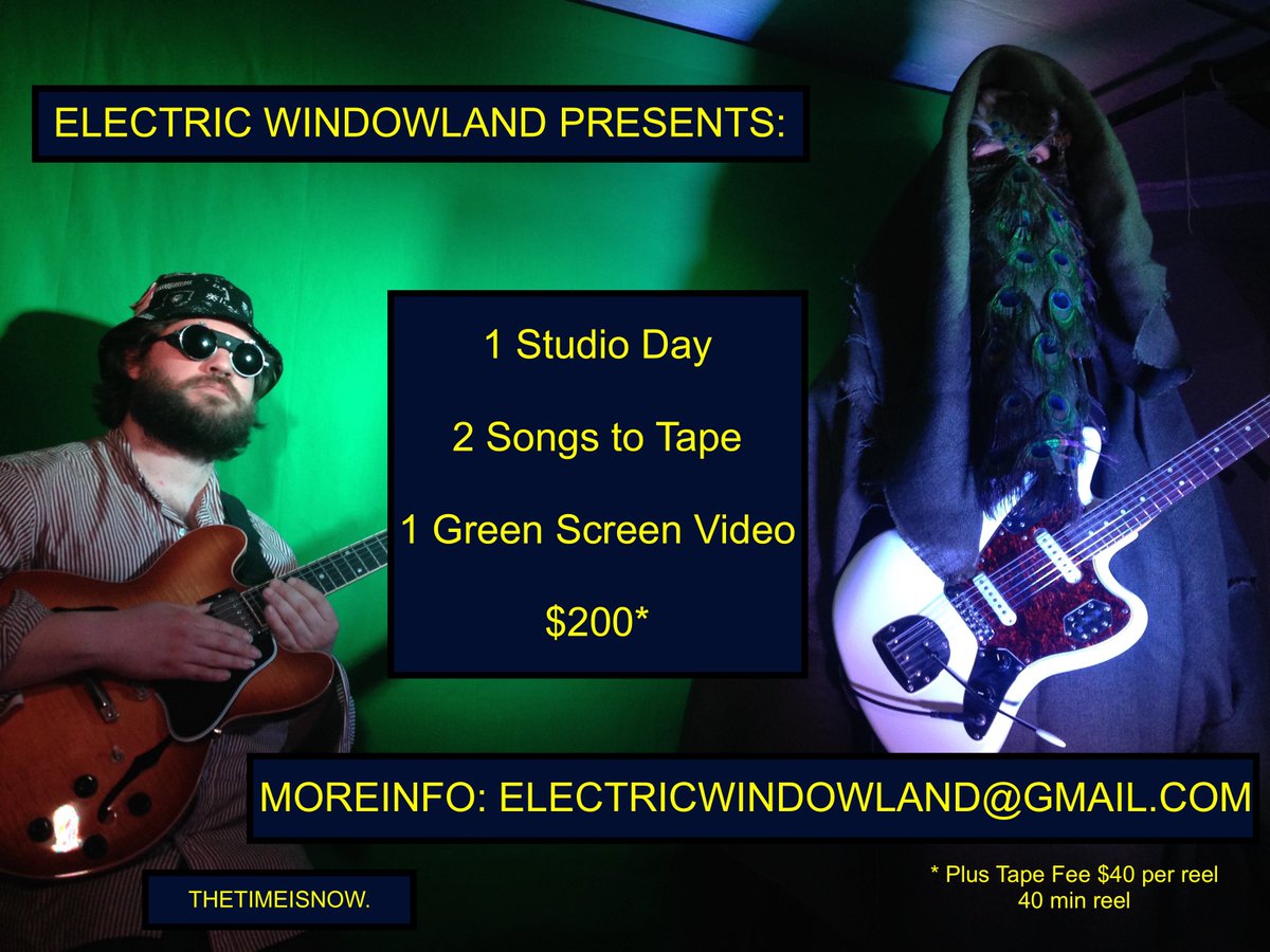 MKforPresident's tweet photo. #ELECTRICWINDOWLAND PRESENTS! 1 day - 2 tunes to Tape - 1 Green Screen Video - $200 - MAKE YOUR REALITY YOUR DREAMS! https://t.co/8xOamnjRGb