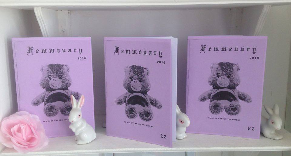 FEMMEUARY's tweet photo. You can buy our 2016 zine at the show tomorrow+ @hiddeneggzine, @98Wounds +a #SueBrittain Fanzine @FANZINES #femmes https://t.co/5IjR8x0fSb