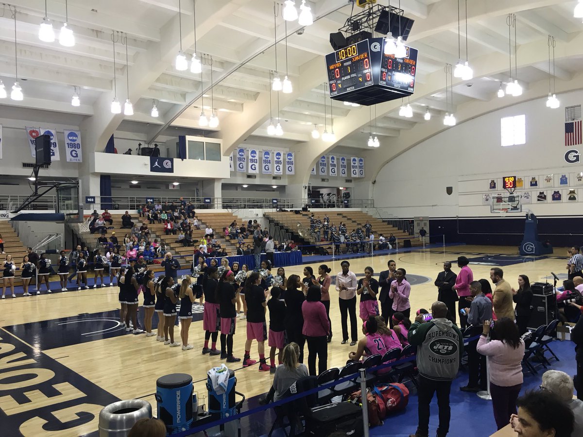 HoyasAD's tweet photo. Supporting #Play4Kay @GeorgetownWBB hosting @BIGEAST rival Xavier today. #LookingGoodInPink #LetsGo https://t.co/x2jlCKN9Sa