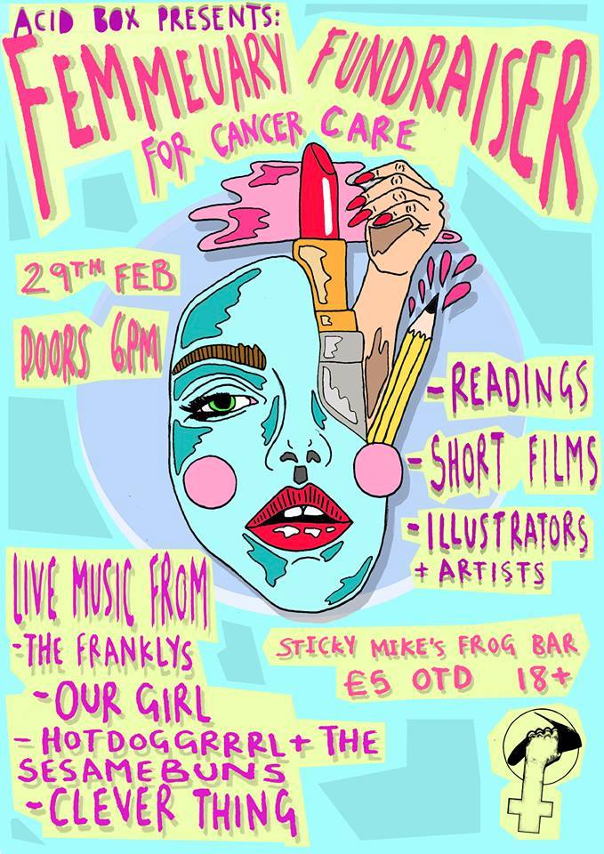 FEMMEUARY's tweet photo. THIS IS HAPPENING TOMORROW! Please party with us/raise money for cancer care <3 rt @FeministLondon @WeLoveBrighton https://t.co/fVk1NjRfxV