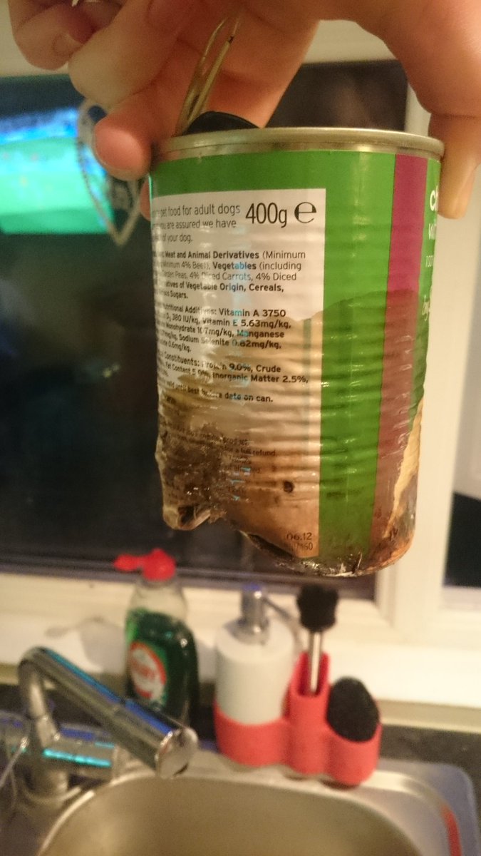 tarara23's tweet photo. @sainsburys Bought tinned dog (multipack). Absolutely appalled to open it to reveal this hideous mould https://t.co/mnmtOrTshM