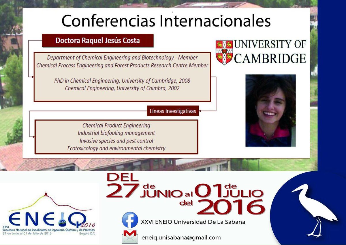 ENEIQUNISABANA's tweet photo. Nos llegan noticias desde la universidad de Cambridge!! La asistencia de la doctora Raquel Jesús Costa. #ModoENEIQ https://t.co/SMEZbKewo9