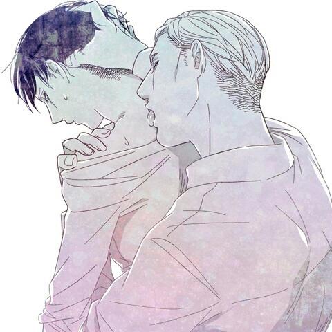 He licks his levis neck smiling happily.