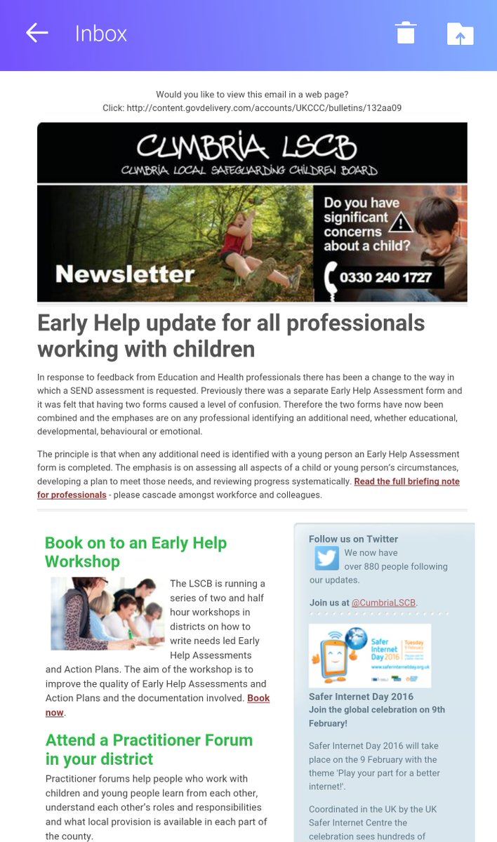 CumbriaSCP's tweet image. Sign up for our e-newsletter, delivered straight to your inbox, now at CumbriaLSCB.com keeping you informed.