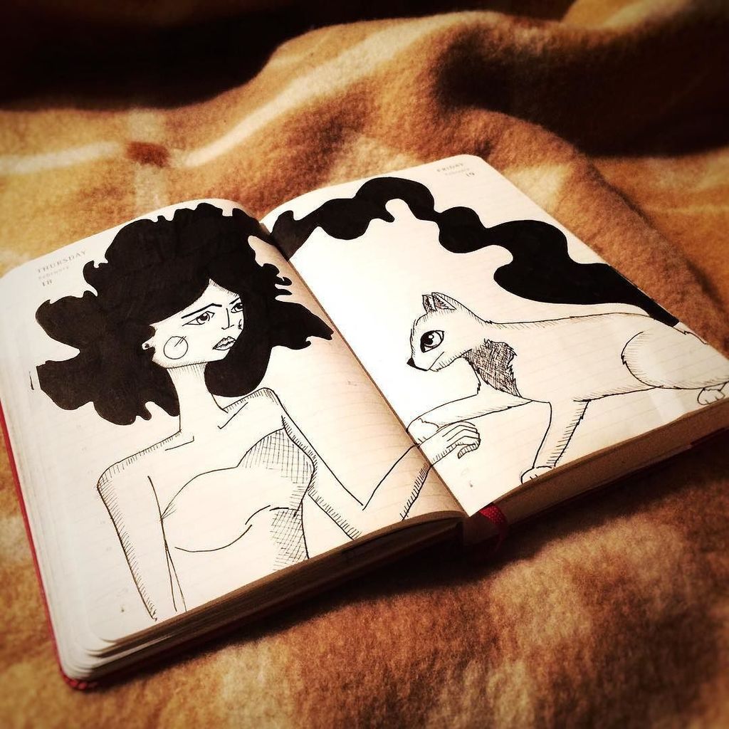 49-50/366 #moleskine #daily #diary (c)7shapes #cat #fabercastell #instadaily #animal #girl… ift.tt/1n8Oba1