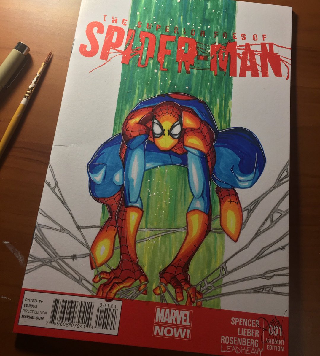 MEGAPOTATO_SHOW's tweet photo. Finished @Marvel #sketchcover enjoy 🤗 #Leadheavy #marvel #Spiderman https://t.co/3nbQuYaOXL