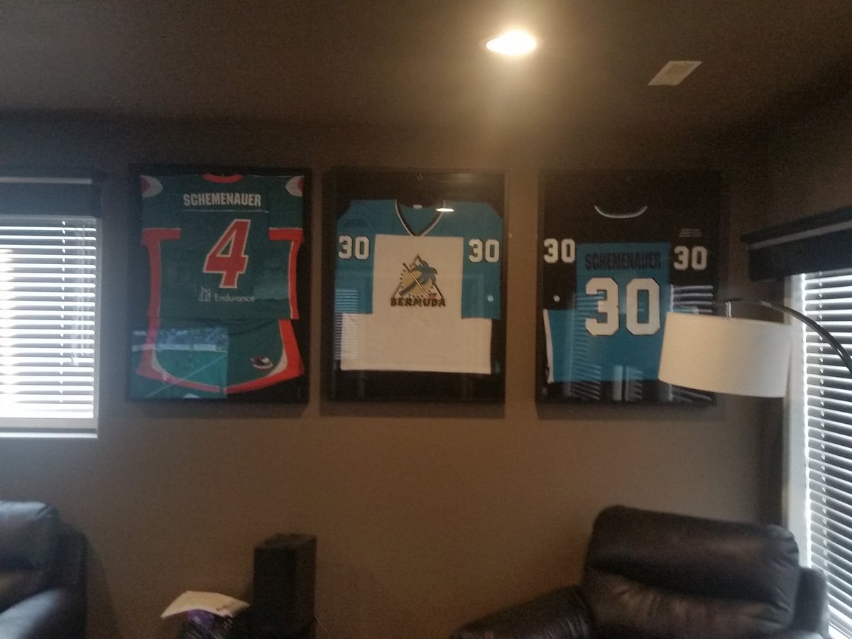 <a href="/BermudaLacrosse/">Bermuda Lacrosse</a> <a href="/BermudaBHA/">Bermuda Ball Hockey</a> @saskrushlax World/European championship jerseys up on the wall in the man cave!