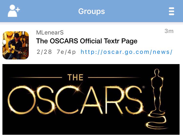 textrmessenger's tweet photo. Watching #Oscars? We thought so - see what people are saying #live only on #Textr

Download: https://t.co/aGT0fA1VPA https://t.co/iavUAwAai2