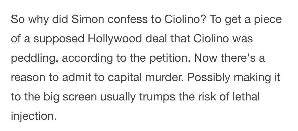 BKimber's tweet photo. Simon confessed to avoid death penalty. #AMurderInThePark reveals #DavidProtess promised movie deals in other cases. https://t.co/eBq1fgMWIu