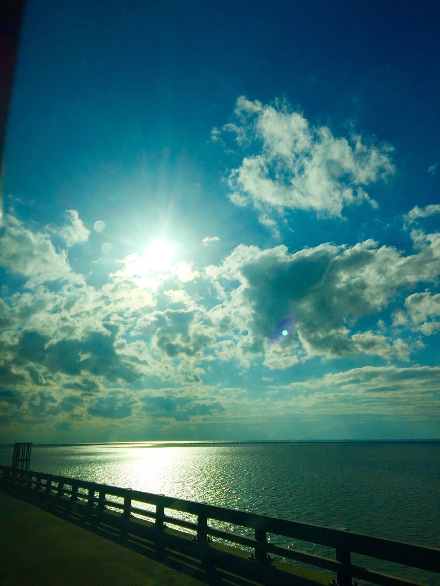 Lindsey_Gilmore's tweet photo. Hello #NOLA! Beautiful trip across the water on the Naturally N'awlins Memorial Bridge #BUBreaks #BUServesNOLA https://t.co/9lAJhpE71a