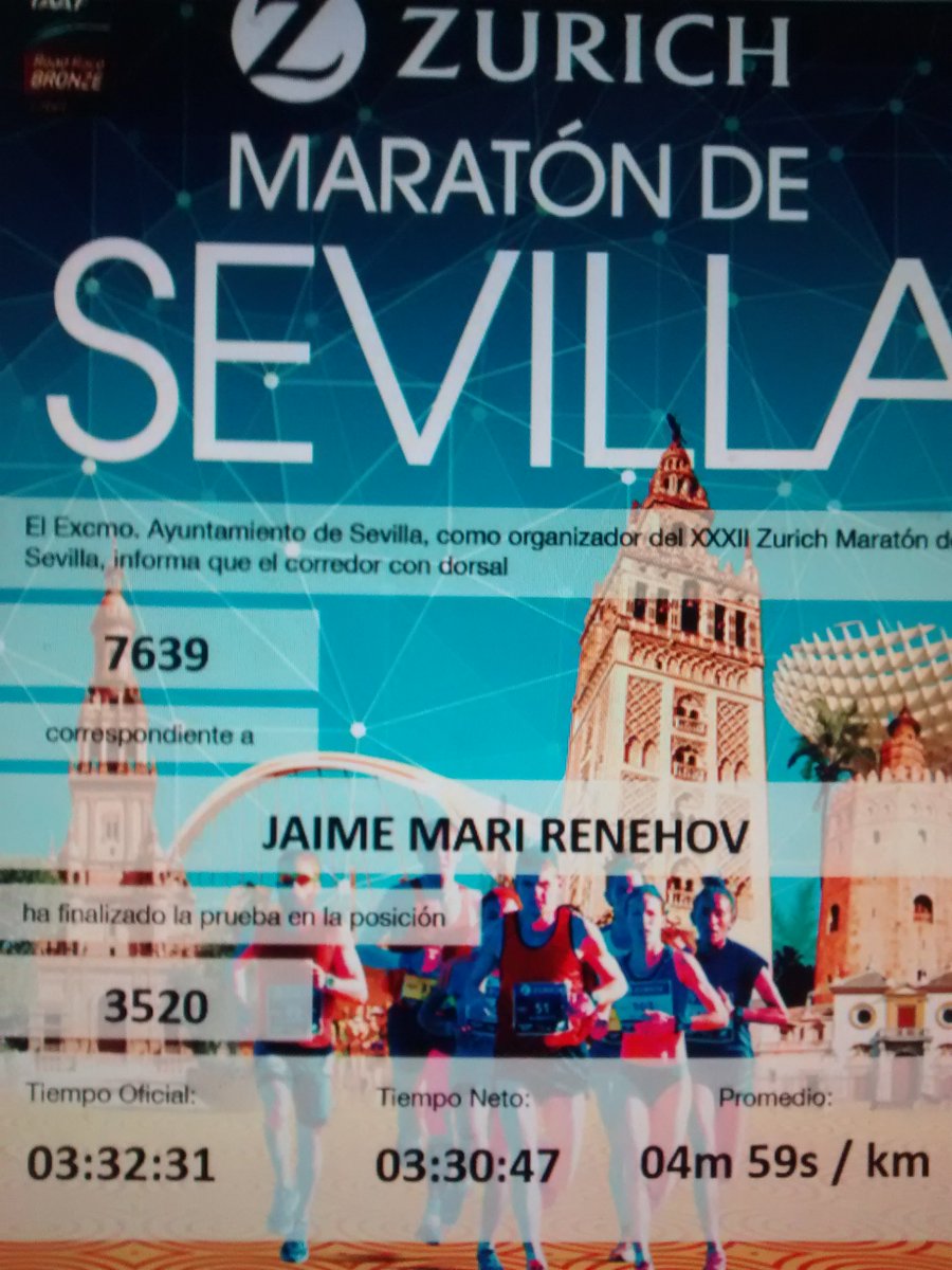 JaimeMaRe's tweet photo. 1 sem desp de mi 03:30:47 @MaratonSevilla Piernas casi recuperadas y pensando ya en nuevo reto: #SUB03:20 #run4beer https://t.co/L9eoEHfqPN