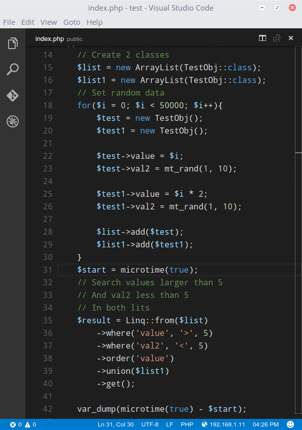 pie_php's tweet photo. Working on a class that searches multiple Lists and can search 100,000 items in under 2 seconds! #php #indiedev https://t.co/5wfCAVNobm
