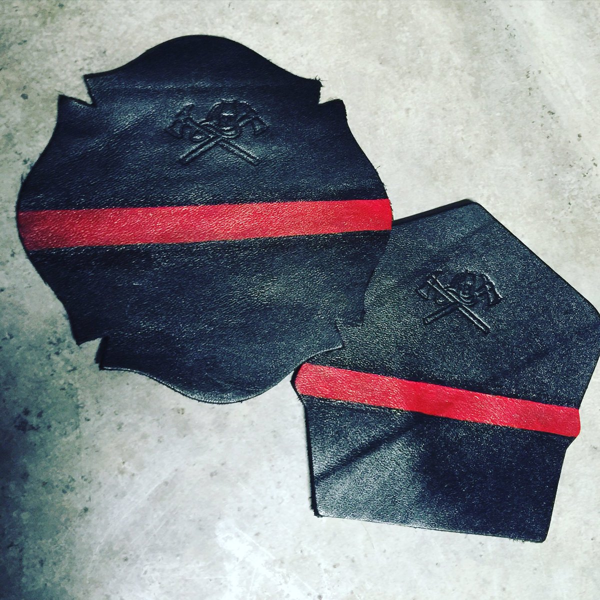 FFShields's tweet image. New product. Leather coasters with Thin red, blue, pink or green line. Set of four. Maltese or mini Shield.