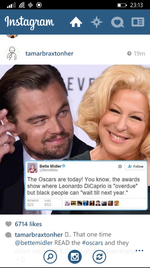 Stephen_96__'s tweet image. If you want a reason to LOVE Bette Middler, well... Here it is.#readforfilth #OscarsSoWhite