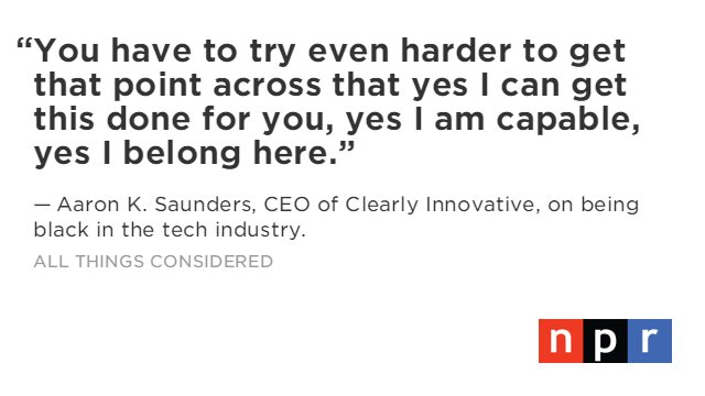 npratc's tweet image. In the final installment of the #BlackAnd series, what it&apos;s like being black in tech: n.pr/1QniJgH