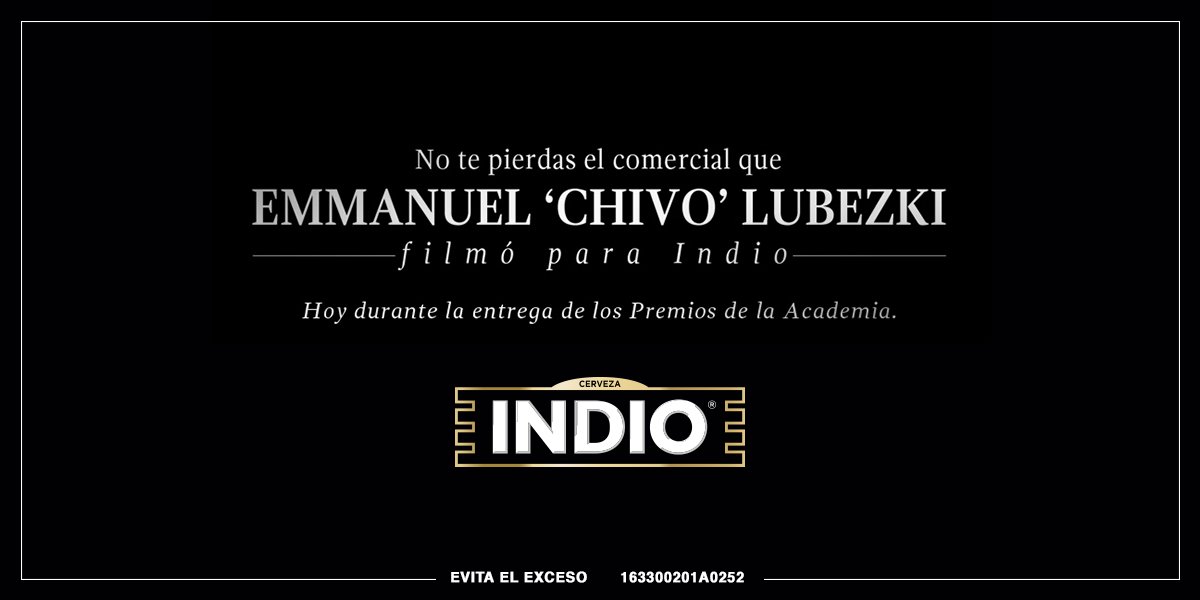 cervezaindio's tweet photo. ¡INDIO y "el Chivo" Lubezki juntos esta noche! https://t.co/rxBCypC0Ac