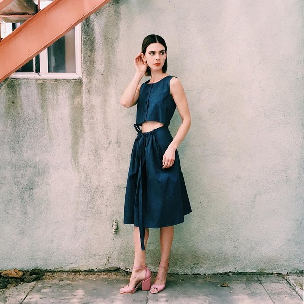 Shooting for the web today... how pretty is this Caron Callahan peekaboo dress?