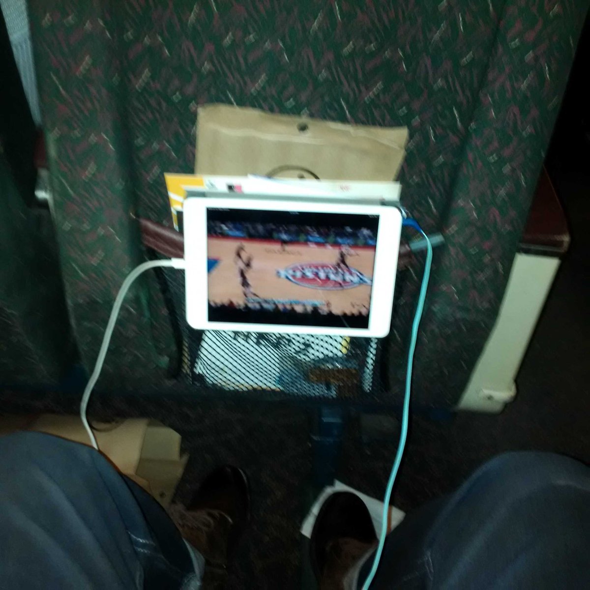 TheRealWall1's tweet photo. Watching the @Raptors vs Pistons on my way home to the 6ix from Montreal on VIA. #Raptors #RTZLive https://t.co/GELWyIGONV