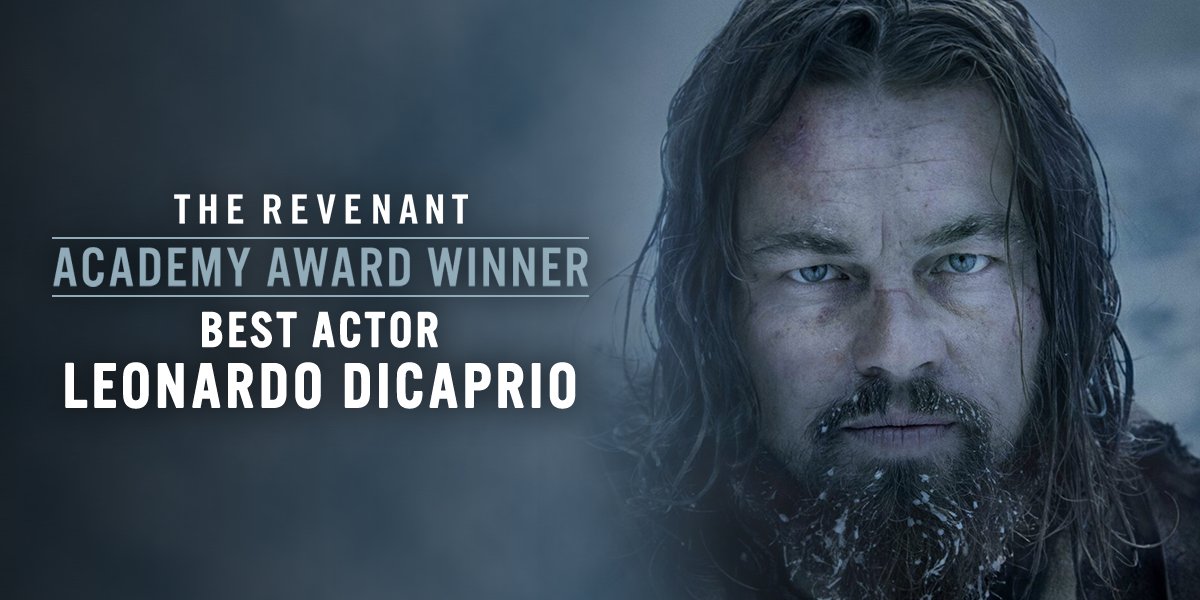 20thcentury's tweet photo. Congrats to @LeoDiCaprio on his win for Best Actor from @TheAcademy. #TheRevenant #Oscars @RevenantMovie https://t.co/RiF78TzWLg