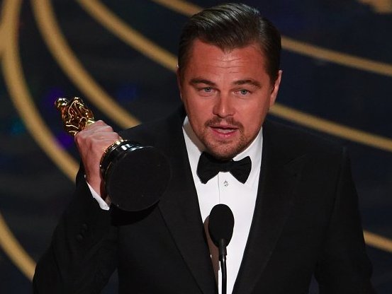 After 6 nominations, <a href="/LeoDiCaprio/">Leonardo DiCaprio</a> FINALLY takes homes his first award  #Oscars