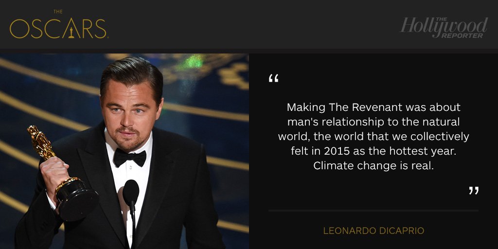 #Oscars: Leonardo DiCaprio accepts the Best Actor honor for 'The Revenant' thr.cm/gyJ19I