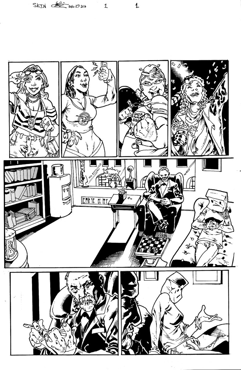 THarrisonComix's tweet photo. Inks for the first page of my latest comic short: Skin (Art by Eli Johnson). #comictalk #makecomics https://t.co/DxlXLHML84