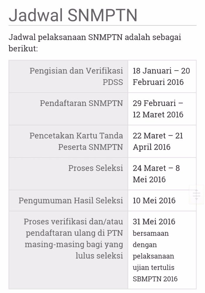 tweetsmanda's tweet photo. [INFO] Pendaftaran SNMPTN sudah dibuka guys! Cek jadwalnya disini 👇 https://t.co/8M11CglcFL